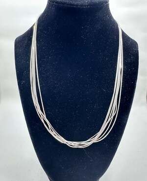 Vintage IBB Italy 925 Sterling Silver Multi-Strand Liquid Chain Necklace
